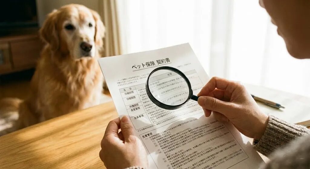 ペット保険の契約書を見る飼い主