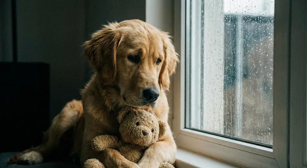寂しがっている犬