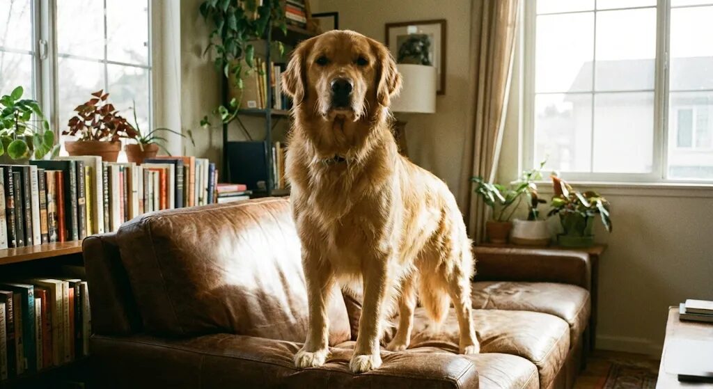 犬が胸を張って堂々と立っている