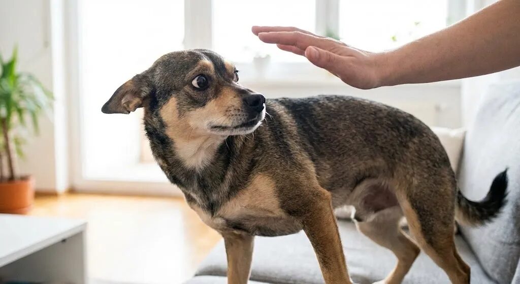 嫌がるサインを出しているチワワ
