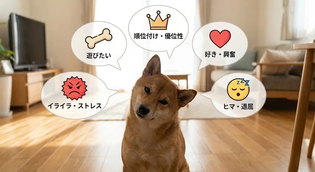 首をかしげて考え込んでいる犬の写真