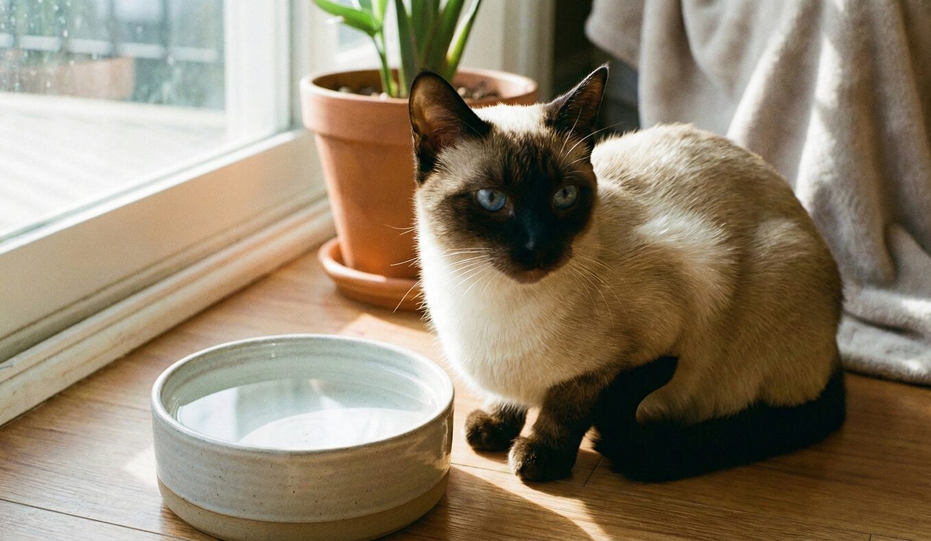水を飲まないそっぽむいた猫
