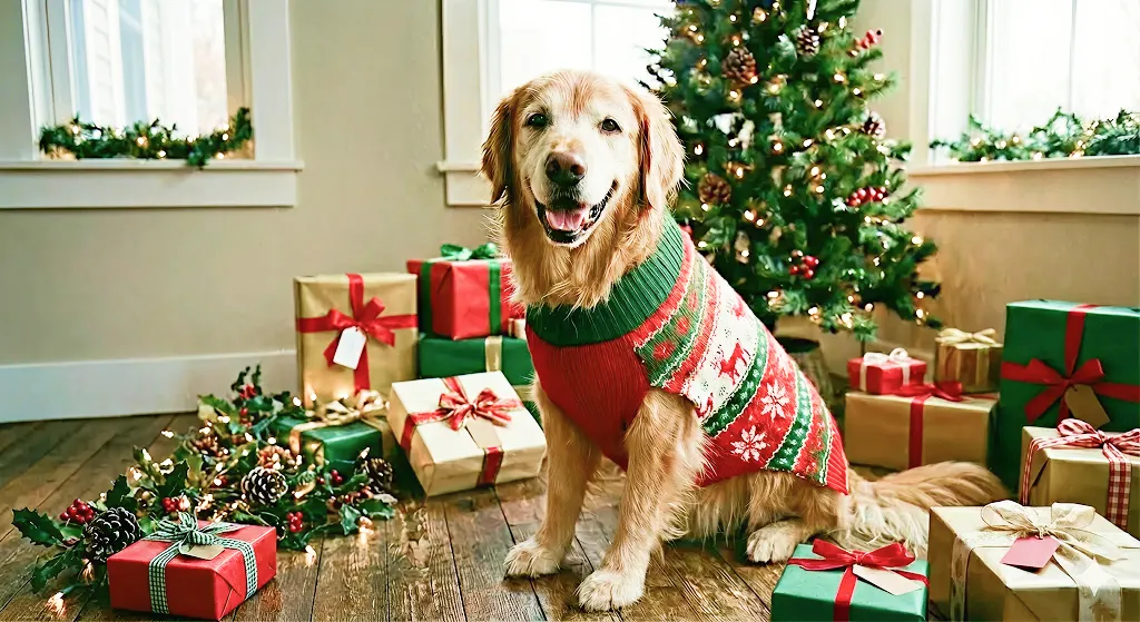 クリスマス気分の犬