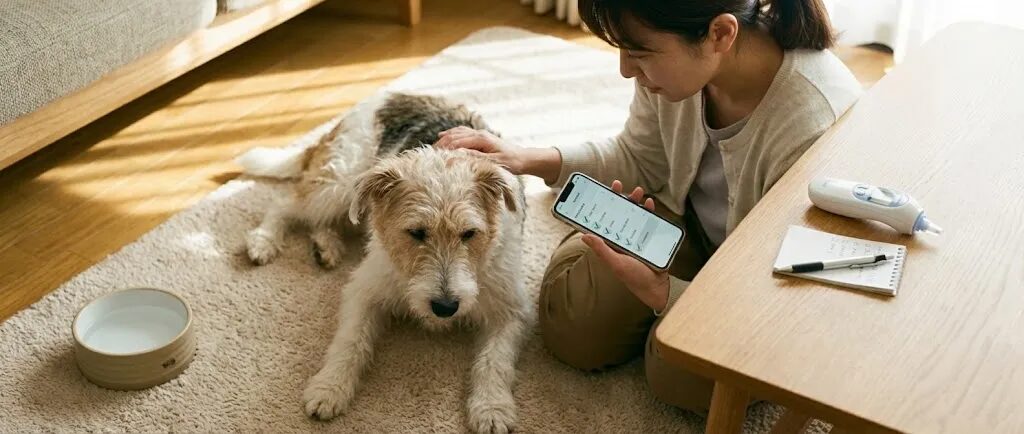 犬の様子を観察して受診判断をする飼い主