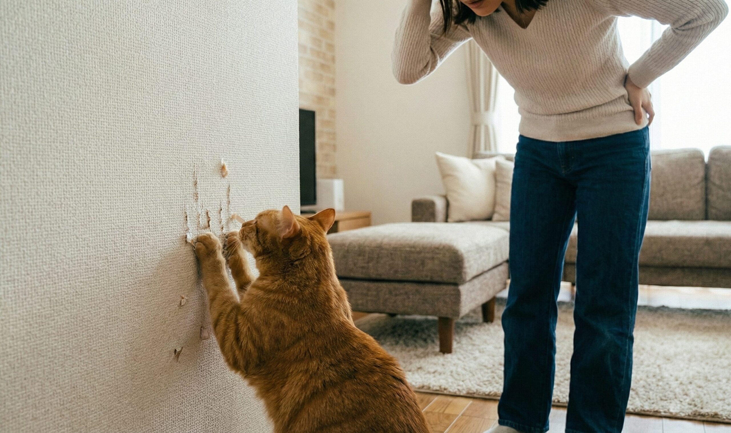 猫が壁を描いている写真