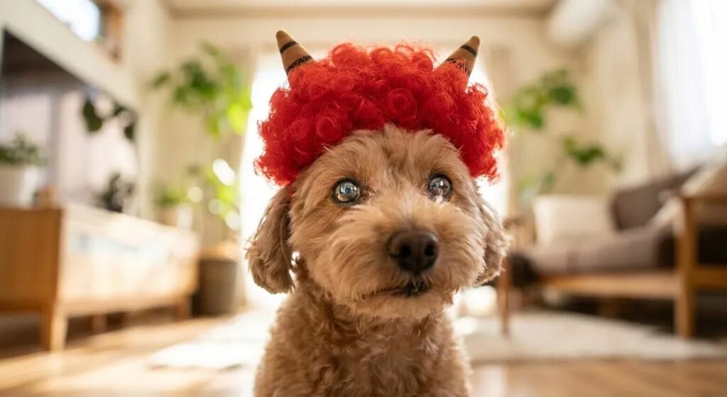 カメラ目線のトイプードル