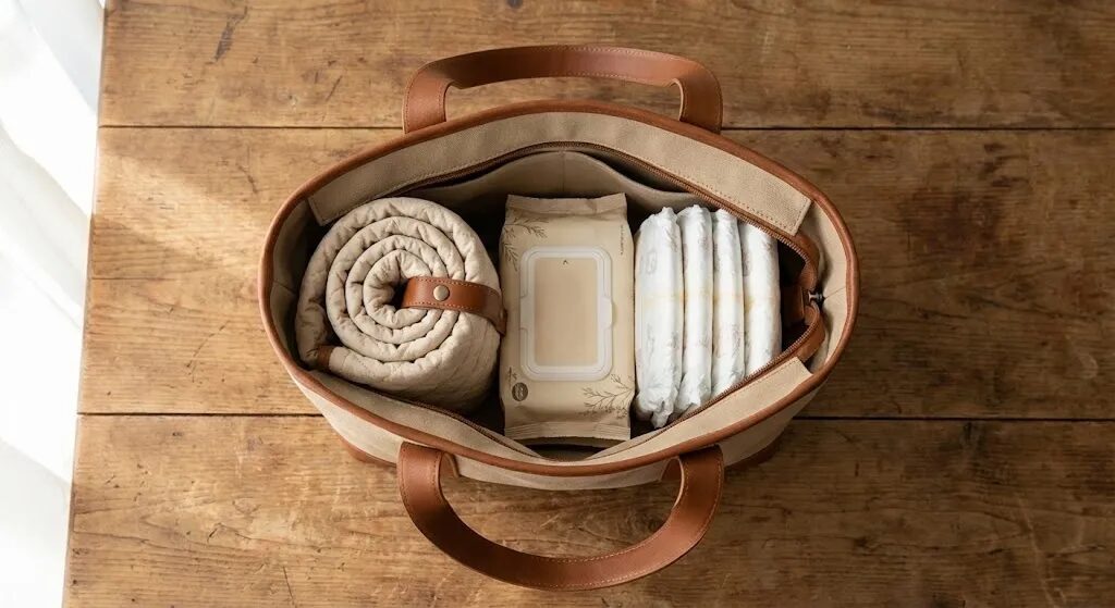 犬用のマナーアイテムがバッグに入っている