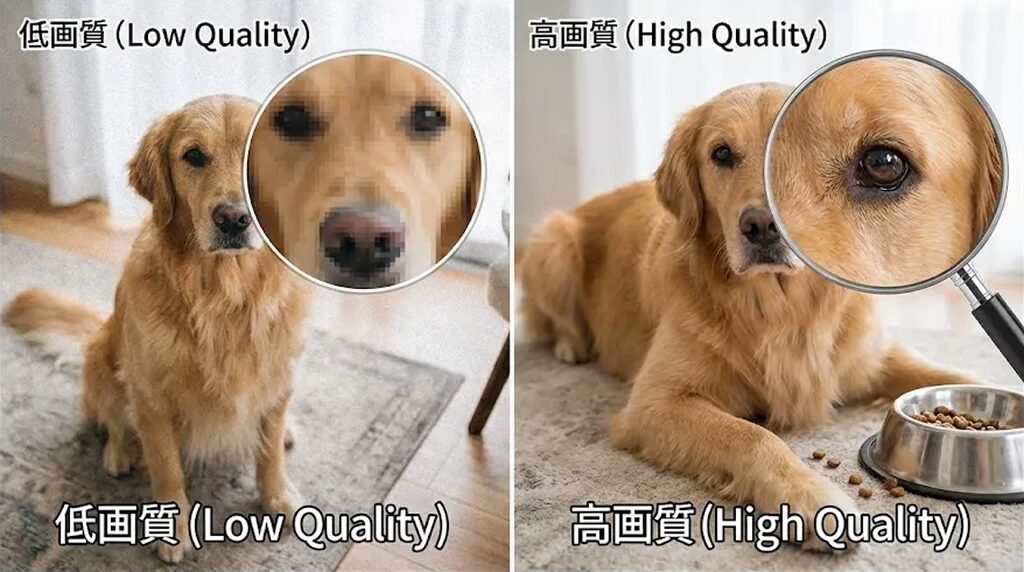 低画質と高画質の比較画像