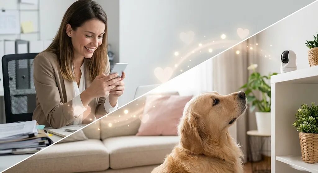 ペットの様子を見ている飼い主