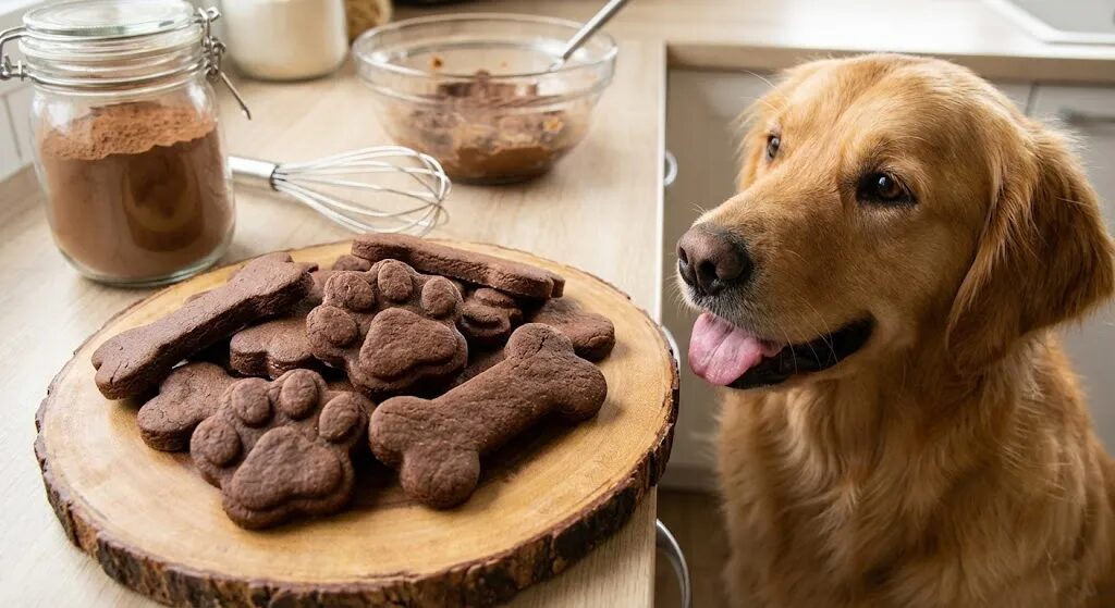 キャロブで作られた犬用のバレンタインクッキー