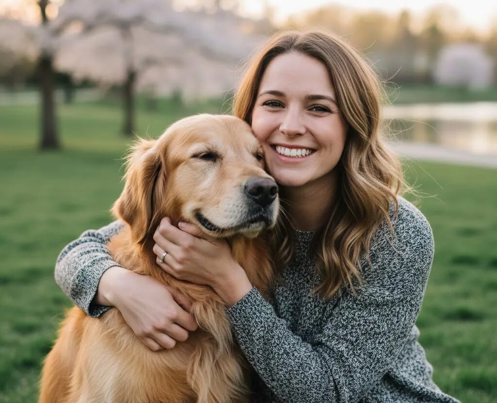 微笑む飼い主と犬