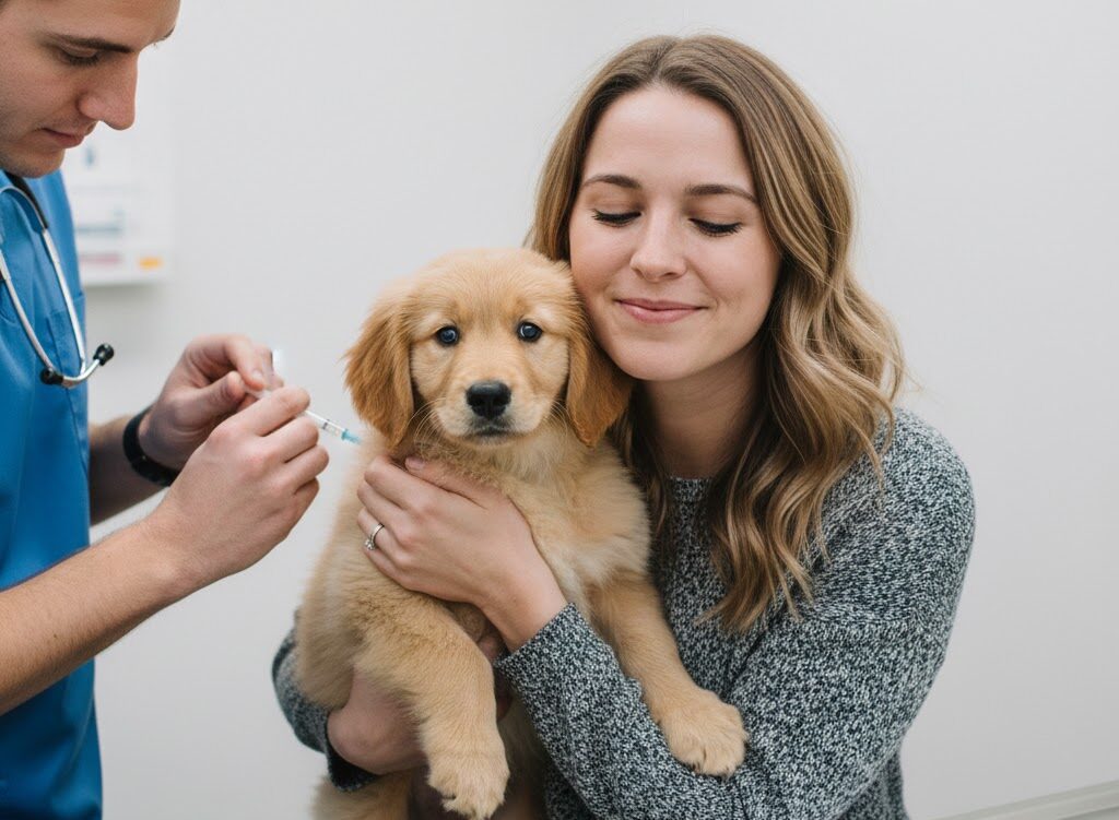 ワクチンを打たれている犬
