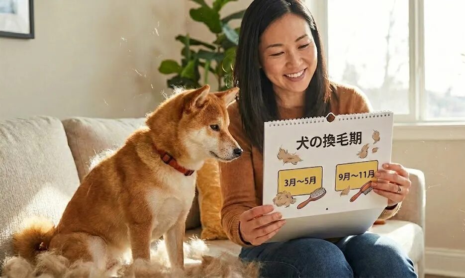 飼い主とソファーに座る犬