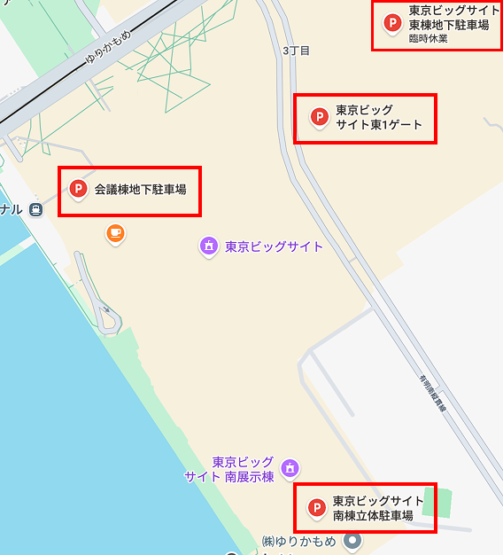 東京ビックサイトの駐車場地図