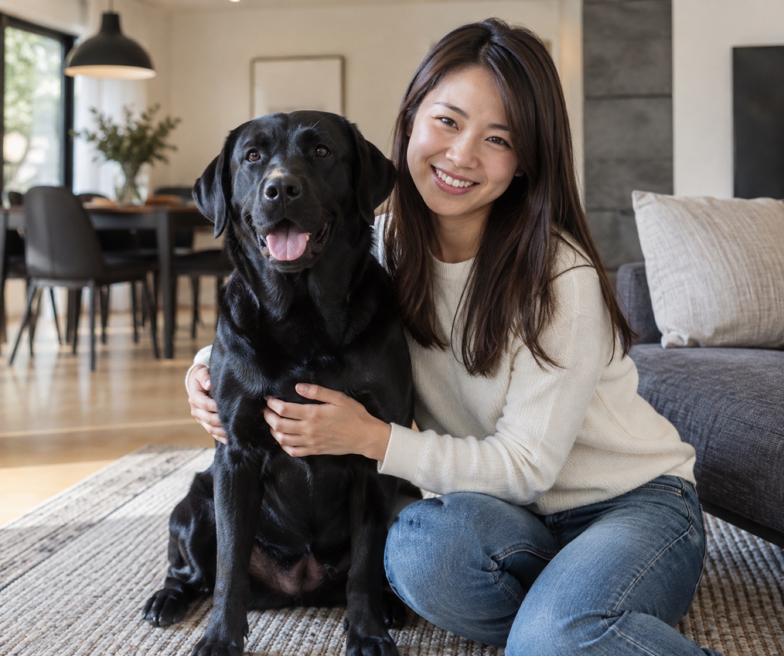 適切な体重を維持する健康的な黒ラブラドール